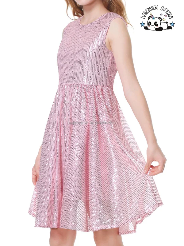 LEZONKIDS - Wholesale Customized Sleeveless Sparkly Kids Party Sequined Dress Princess Dress for Girl